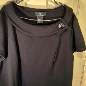 Classic black SS drape neck dress size 3X Lennie for Nina Leonard retro quality